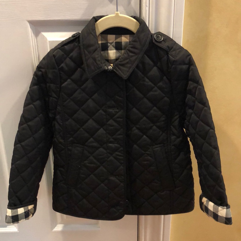 Burberry Quilted Black Jacket for Girls - size 8Y